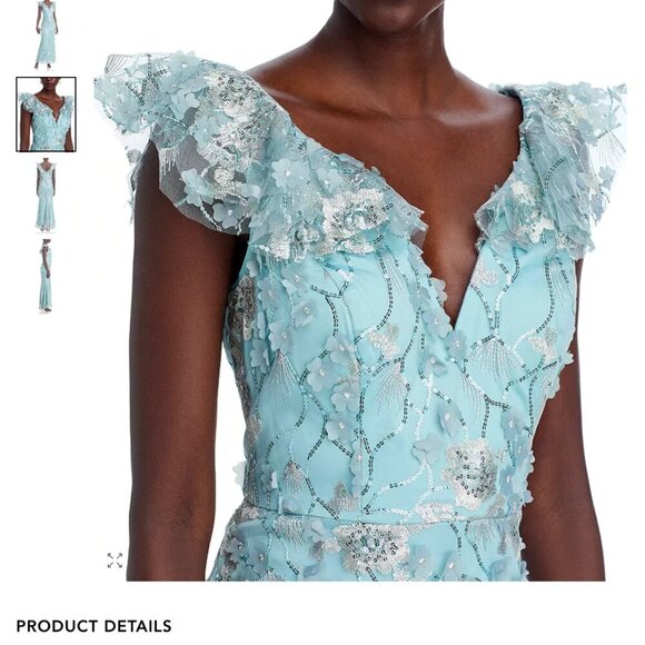 NWT Eliza J V-Neck 3D Flower Sleeveless Gown in Sage Size 14 - Picture 4 of 6